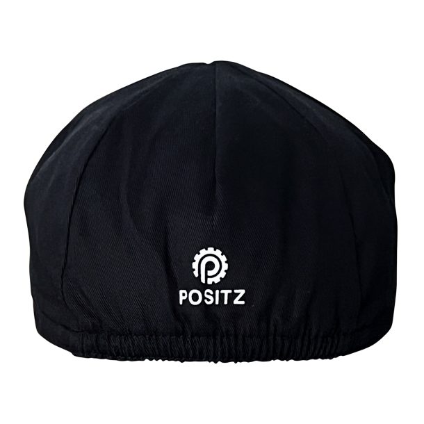 Plain Cycling Cap – Positz Positz Plain Cycling Cap Black (rear view with logo)
