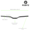Positz Riser MTB Handlebars Alloy 25.4 x 620mm Black Positz Riser MTB Handlebars Alloy (size infographic)