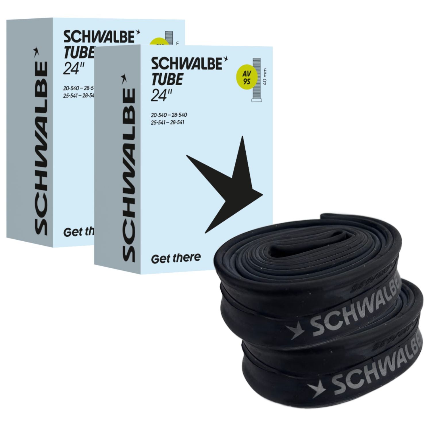 Schwalbe AV9S Wheelchair Inner Tubes – 24″, Schrader 40mm Valve (2 Pack) Schwalbe AV9S Tubes (2 Pack)