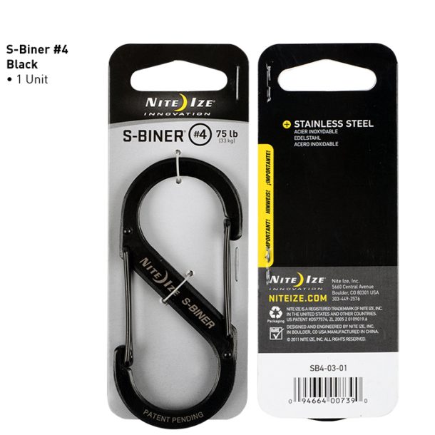 s biner 4 black packaging Nite Ize S-Biner Standard - Size #4, Black