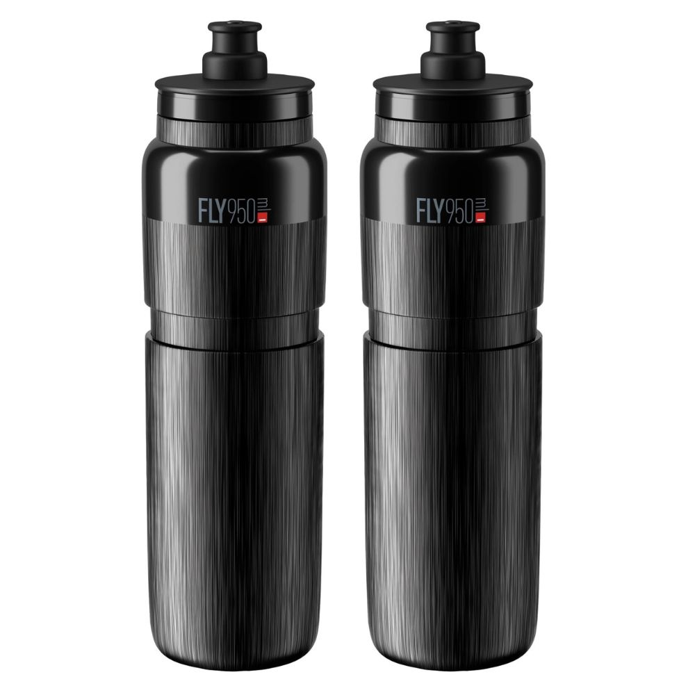 2x Elite Fly Cycling Bike Water Bottles/Bidons (Black/Tex) Huge - Main Image