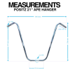 Positz 21″ Ape Hanger Chrome Bicycle Handlebars (Measurements)