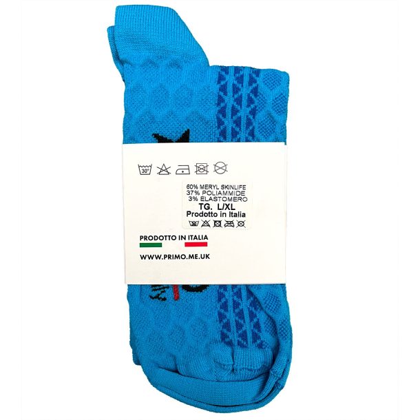Primo Socks Blue rear Primo Estate Cycling Socks (Electric Blue) | Made in Italy
