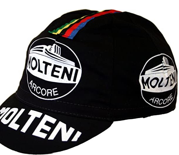 Molteni Arcore Retro Cycling Cap – Eddy Merckx World Champion Edition (Black) – Made in Italy