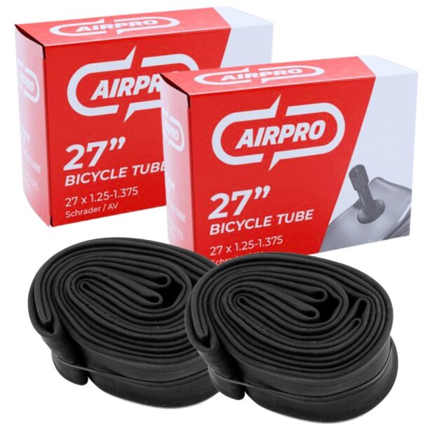 Positz Value Bundle of 2 Tyres 27 x 1¼ (32-630) and 2 Standard AirPro Tubes Schrader AirPro Inner Tubes - 27 x 1.25-1.375, Schrader Valve (2 Pack)