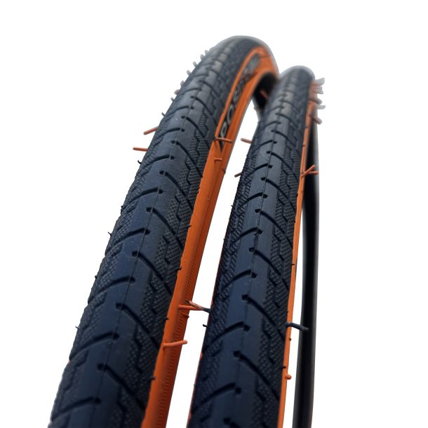 Positz Essential Road Bike Tyres 700 x 25 (25-622) Tangerine Wall (2 Pack)