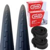 Positz Value Bundle of 2 Tyres 27 x 1¼ (32-630) and 2 Standard AirPro Tubes Schrader