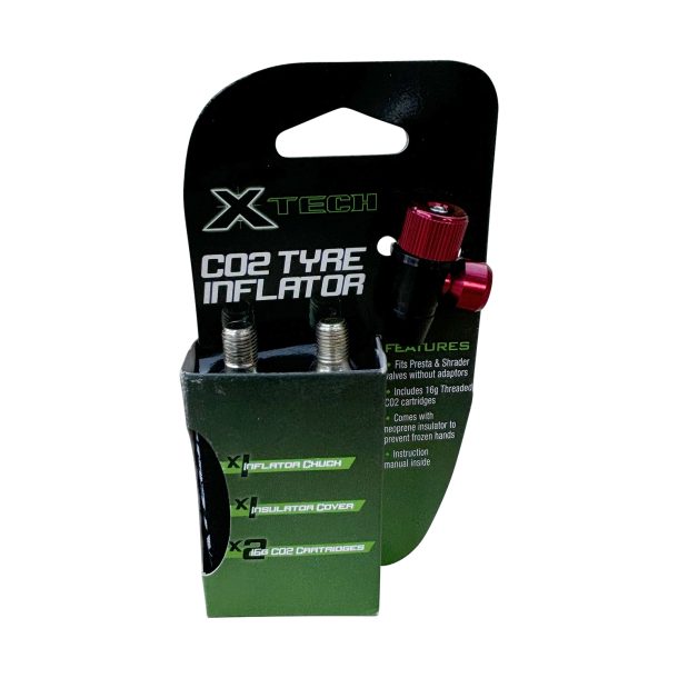 X-Tech CO2 Inflator Regulator II Red + Two 16g Cartridges (in packaging)