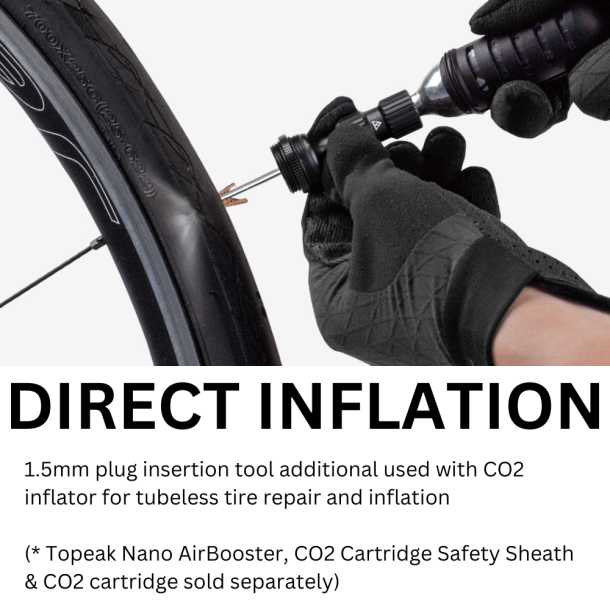 Topeak TubiCartridge R16 CO2-Ready Compact Tubeless Repair Kit for Road Bike (demonstration with CO2)