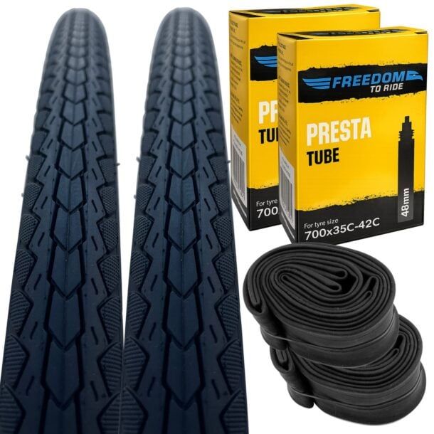 Positz Core Value Bundle of 2 Anti-Puncture Tyres 700 x 35c (37-622) and 2 Freedom Tubes Presta Valve