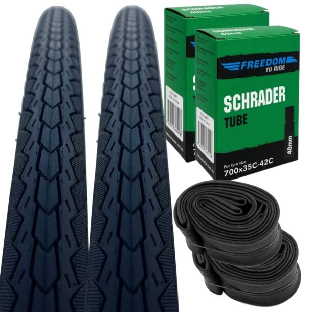 Positz Core Value Bundle of 2 Tyres 700 x 35c (37-622) and 2 Freedom Tubes Schrader Valve