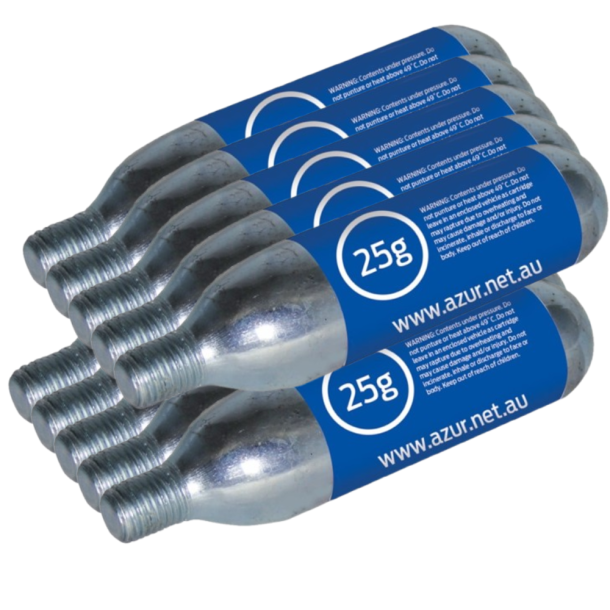 Azur CO2 Replacement Cartridges – 25g, Threaded (10pcs)