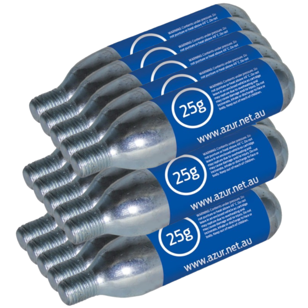 Azur CO2 Replacement Cartridges – 25g, Threaded (15pcs)
