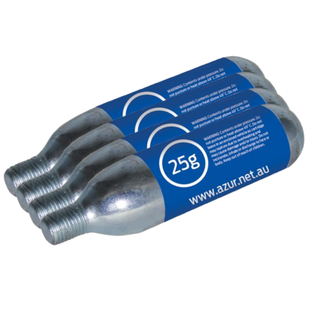 Azur CO2 Replacement Cartridges – 25g, Threaded (4pcs)