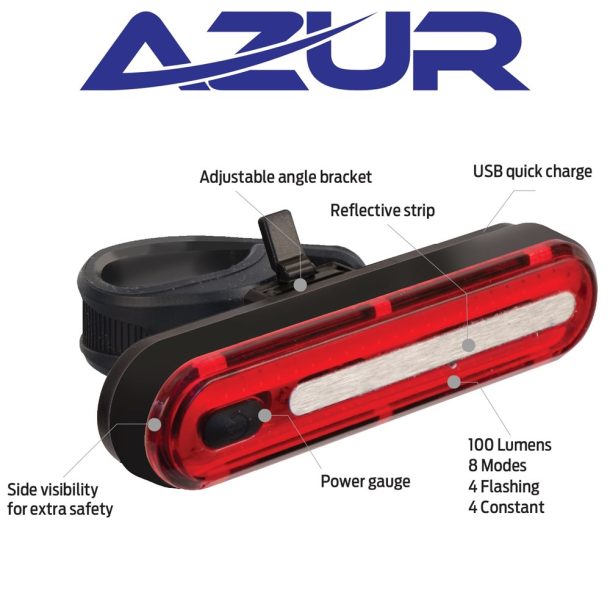 Azur Alien II High Intensity USB 100 Lumens Rear Bike Light