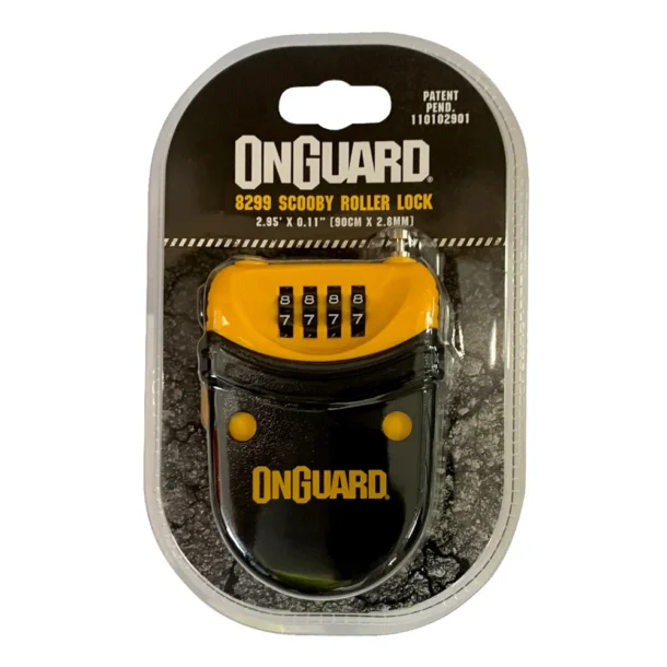 OnGuard 8299 Mini Retractable 4-Digit Combination Lock 90cm x 2.8mm (in packaging)