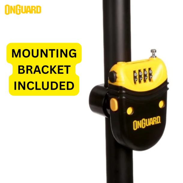 OnGuard 8299 Mini Retractable 4-Digit Combination Lock 90cm x 2.8mm (mounting bracket included)