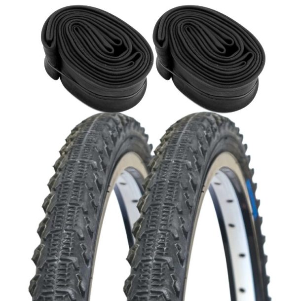 Freedom Value Bundle of 2 Gravel Tyres and 2 Standard Schrader Tubes 26 x 1.75 (47-559)