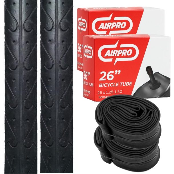 Factor 26 Inch Value Bundle of 2 Tyres 26 x 1.25 (32-559) and 2 AirPro Schrader Standard Tubes