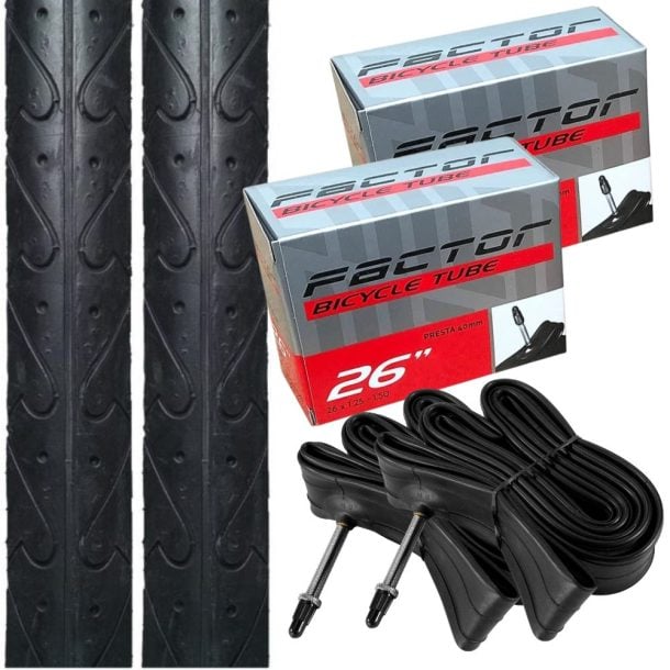 Factor 26″ Value Bundle of 2 Tyres 26 x 1.25 (32-559) and 2 Tubes Presta