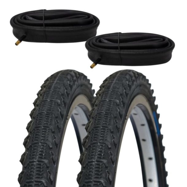 Freedom Value Bundle of 2 Gravel Tyres 26 x 1.75 (47-559) and 2 Heavy Duty Schrader Tubes
