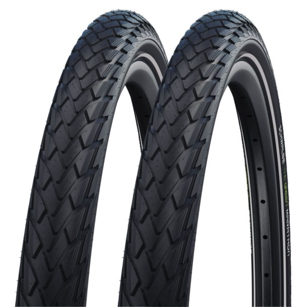Schwalbe Marathon Green Tyres (Black Reflective) 2 Pack