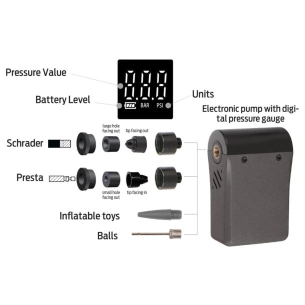 Azur Mini Electric Bike Tyre Pump with Digital Gauge