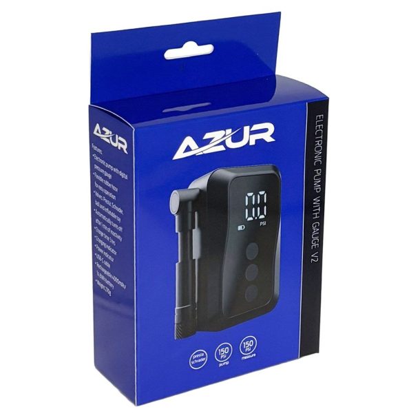 Azur Mini Electric Tyre Pump with Digital Gauge & Hose Azur Mini Electric Tyre Pump with Digital Gauge