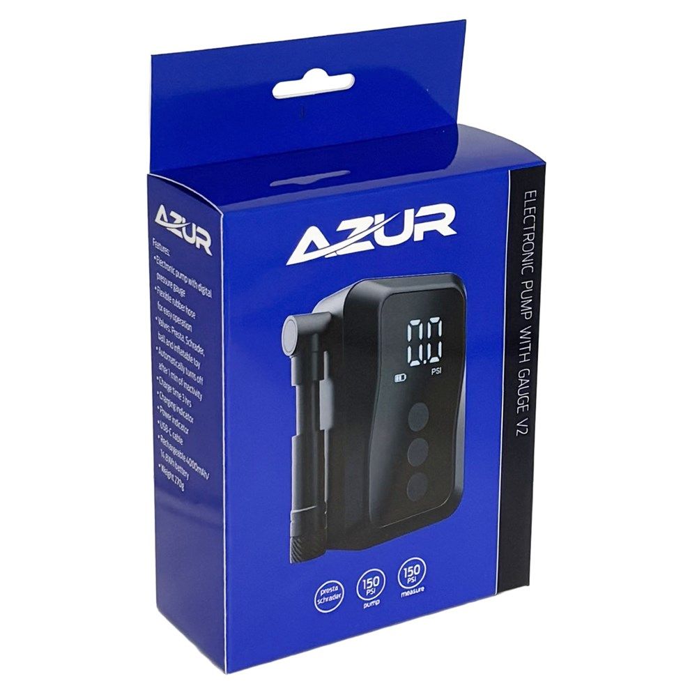 Azur Mini Electric Tyre Pump with Digital Gauge & Hose Azur Mini Electric Tyre Pump with Digital Gauge
