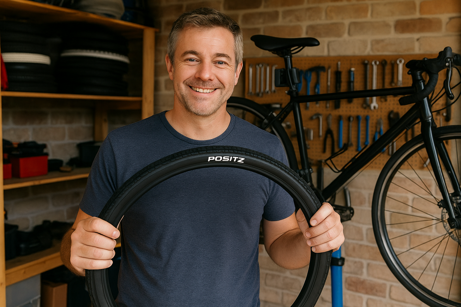 Homepage Hero Dad Fixes Puncture with Tyre Home