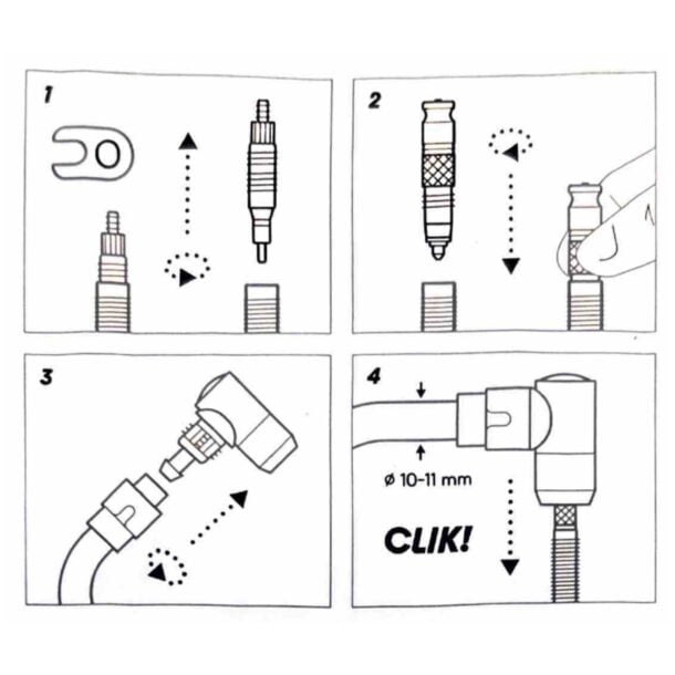 Schwalbe Clik Valve Presta Conversion Kit (3541) with Floor Pump Head