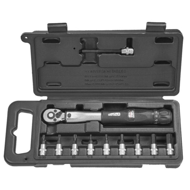 Super B 1-4in Drive 4-24nm Torque Wrench in Hard Case with Bit Sockets