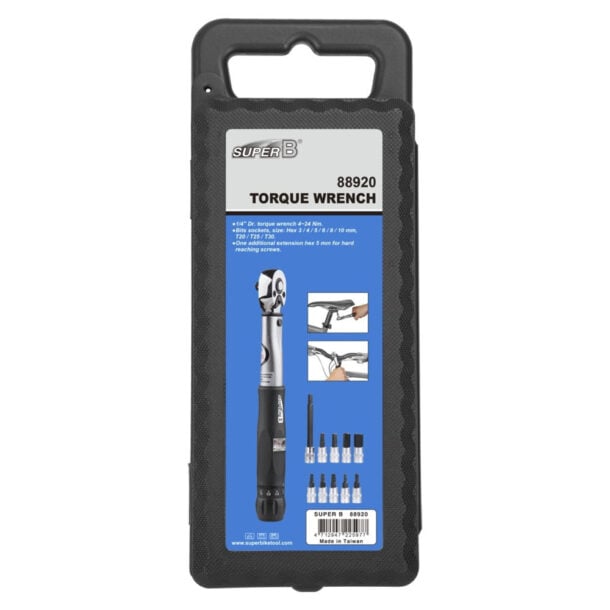Super B 1-4in Drive 4-24nm Torque Wrench in Hard Case with Bit Sockets