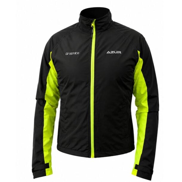 Azur Graphite Cycling Outer Layer Wind Jacket - Black_Neon Yellow