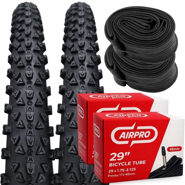 Positz Value Bundle of 2 MTB Tyres 29 x 2.10 (54-622) and 2 AirPro Tubes Presta