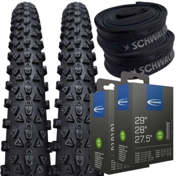 Positz Value Bundle of 2 MTB Tyres 29 x 2.10 (54-622) and 2 Schwalbe AV19 Tubes Schrader