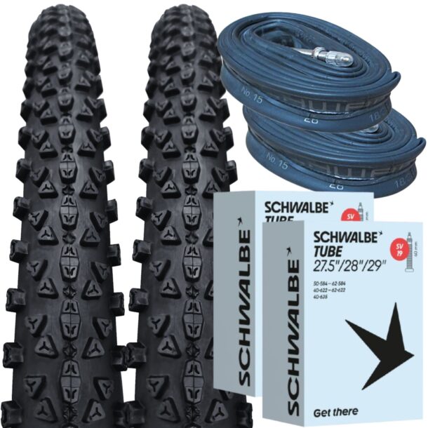 Positz Value Bundle of 2 MTB Tyres 29 x 2.10 (54-622) and 2 Schwalbe SV19 Tubes