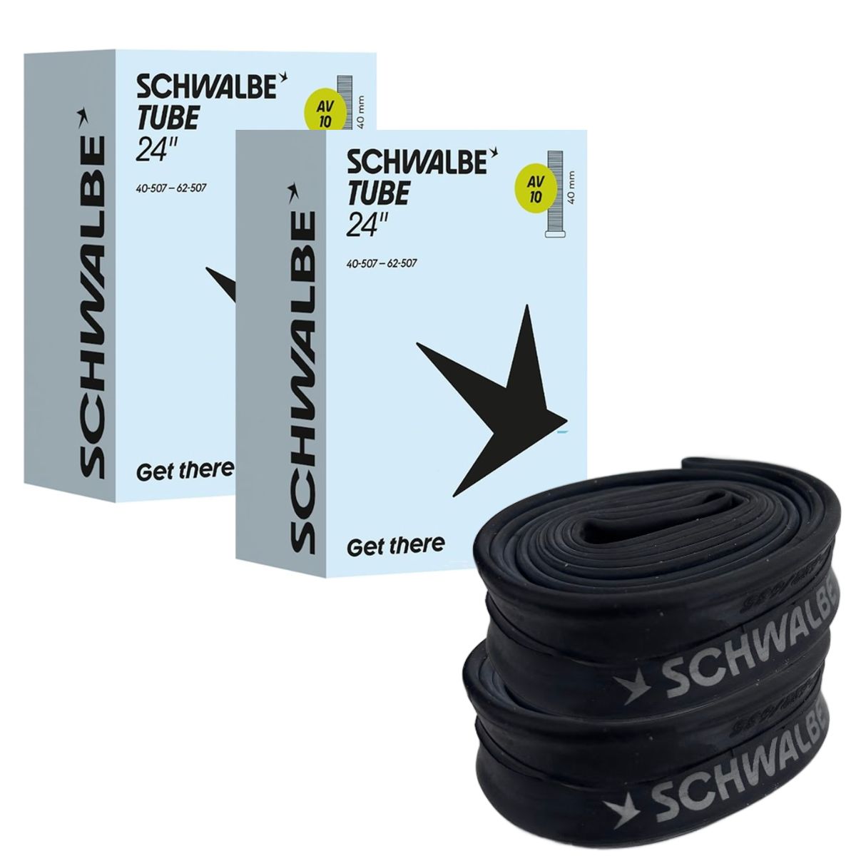 Schwalbe AV10 Inner Tubes – 24 x 1.50-2.40, Schrader 40mm Valve (2 Pack) Schwalbe AV10 Inner Tubes – 24 x 1.50-2.40, Schrader 40mm Valve (2 Pack)