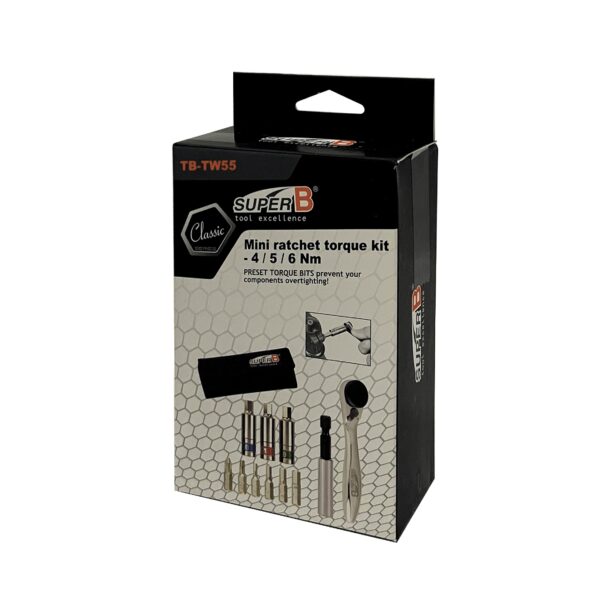 Super-B TBTW55 Torque Wrench Mini Ratchet Kit with Bit Sockets 4-6Nm Super-B TBTW55 Torque Wrench Mini Ratchet Kit with Bit Sockets 4-6Nm