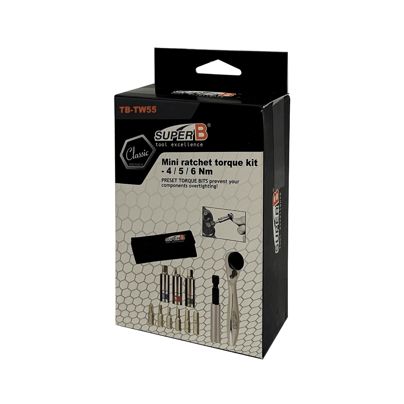 Super-B TBTW55 Torque Wrench Mini Ratchet Kit with Bit Sockets 4-6Nm Super-B TBTW55 Torque Wrench Mini Ratchet Kit with Bit Sockets 4-6Nm
