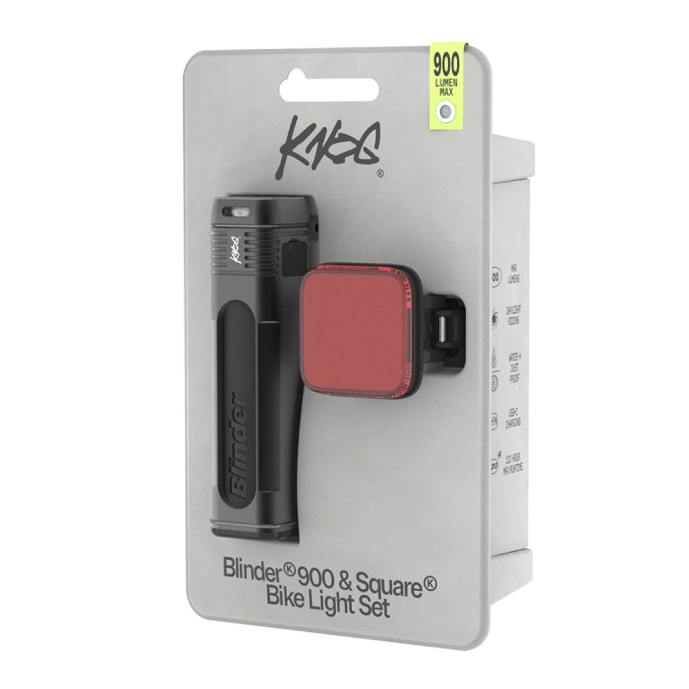 Knog Blinder 900 Front and Square 100 Rear Bike Light Set Knog Blinder 900 Front and Square 100 Rear Bike Light Set