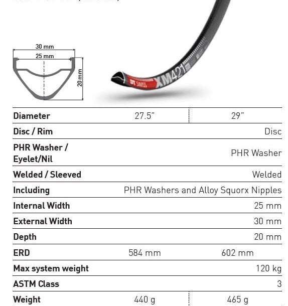 Alternative view of DT Swiss XM 421 MTB Rim | 25mm Internal