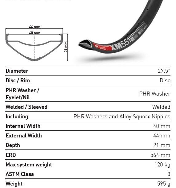 DT Swiss XM 551 MTB Rim | 40mm Internal DTR0018 2 DT Swiss XM 551 MTB Rim | 40mm Internal