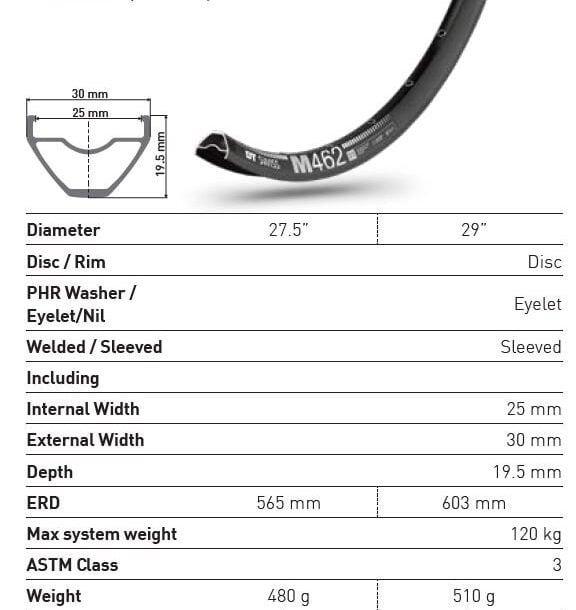 Alternative view of DT Swiss M 462 MTB Rim | 25mm Internal
