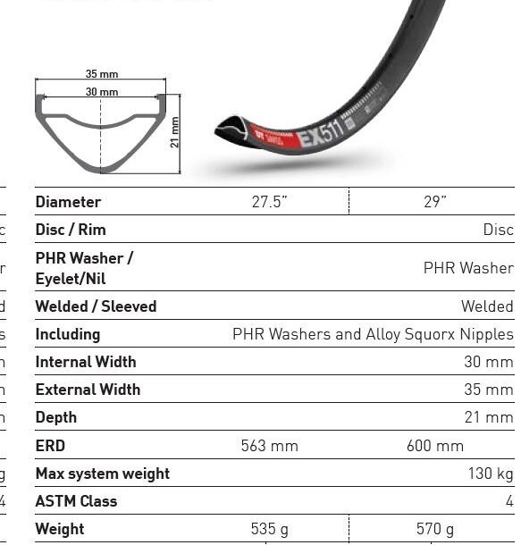 DT Swiss EX 511 MTB Rim | 30mm Internal DTR0054 2 DT Swiss EX 511 MTB Rim | 30mm Internal