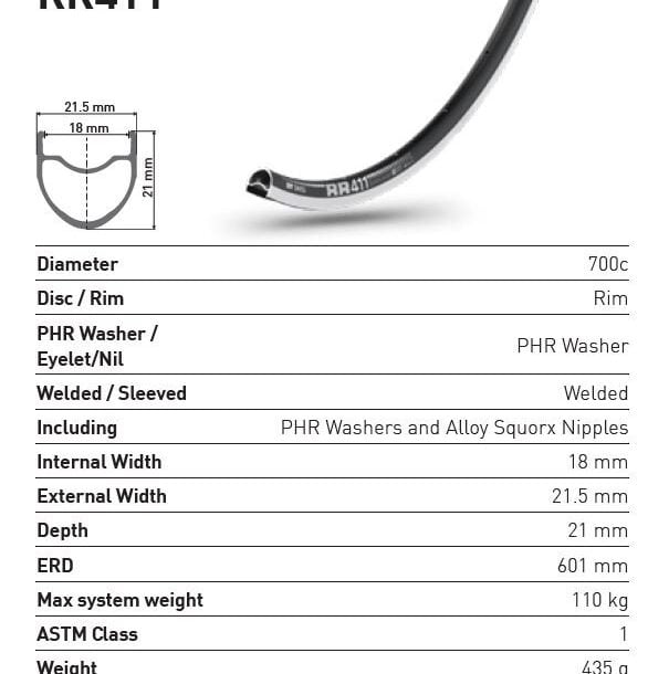 Alternative view of DT Swiss RR 411 Road Rim | 700C | Black