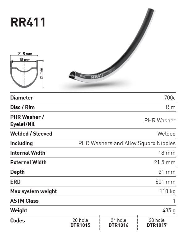 DT Swiss RR 411 Road Rim | 700C | Black DT Swiss RR 411 Road Rim | 700C | Black - Image 2