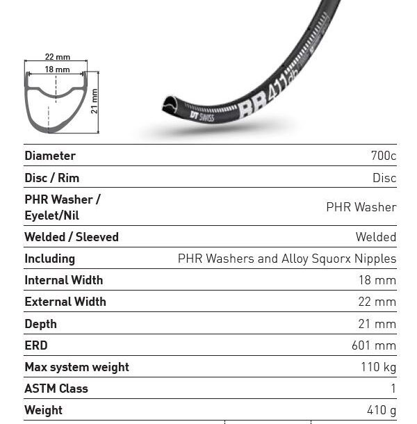 DT Swiss RR 411 Road Rim | 700C | Black DTR1023 2 DT Swiss RR 411 Road Rim | 700C | Black
