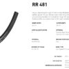 DTR1037 DT Swiss RR 481 Disc Road Rim | 700C | 22mm Internal | 24h | Black