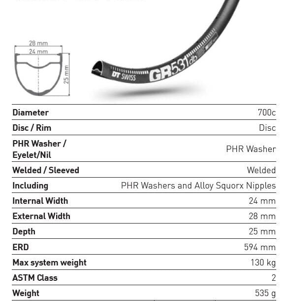Alternative view of DT Swiss GR 531 Gravel Rim | 24mm Internal | 24h | Black